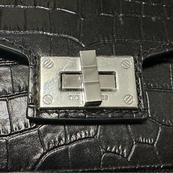 NEW The Kooples EMILY SMALL CROCODILE-EFFECT BAG BLACK LEATHER Silver - Picture 15 of 15